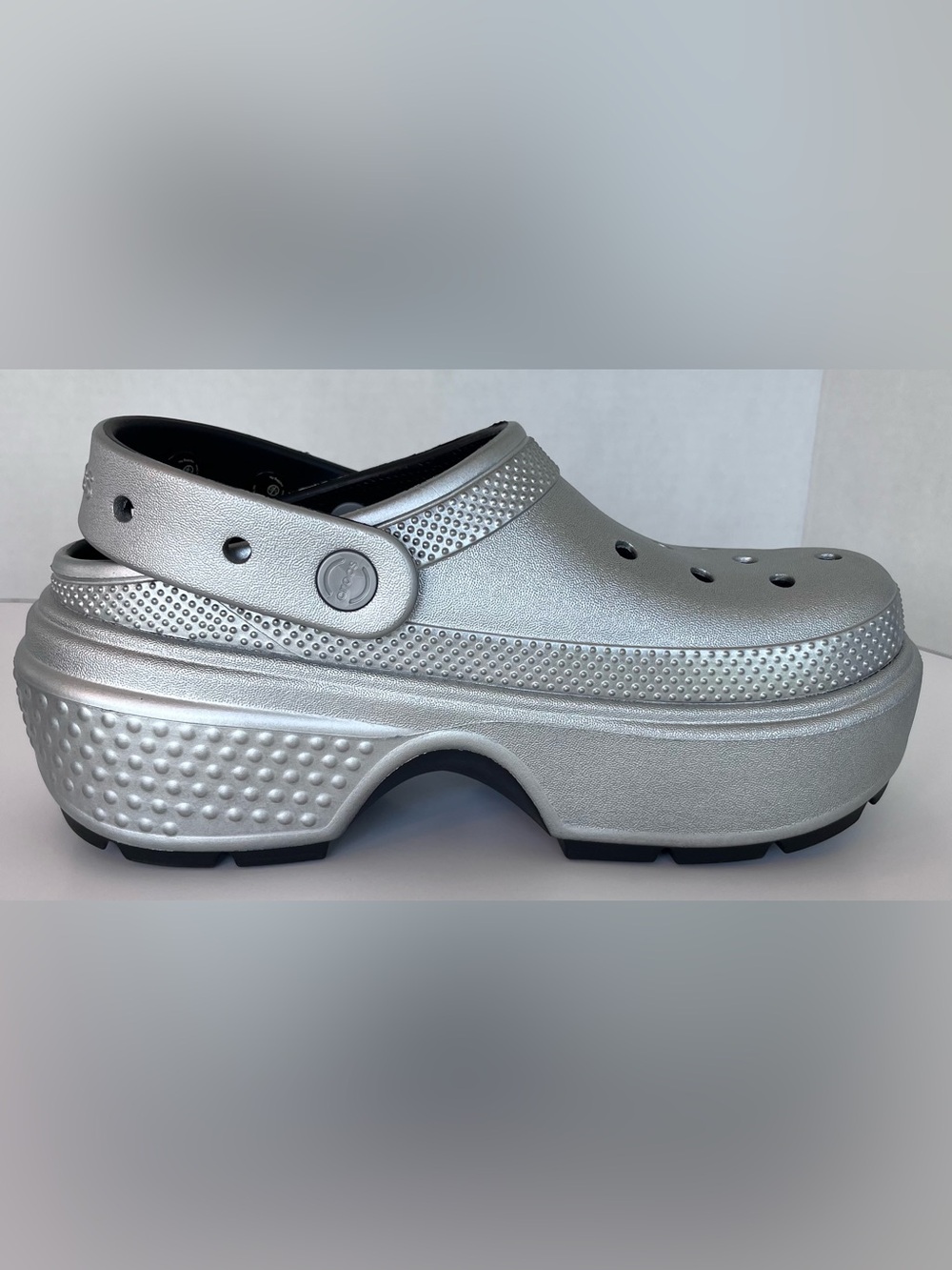 Women Crocs Stomp Metallic Clogs in Silver - Picture 5 of 14